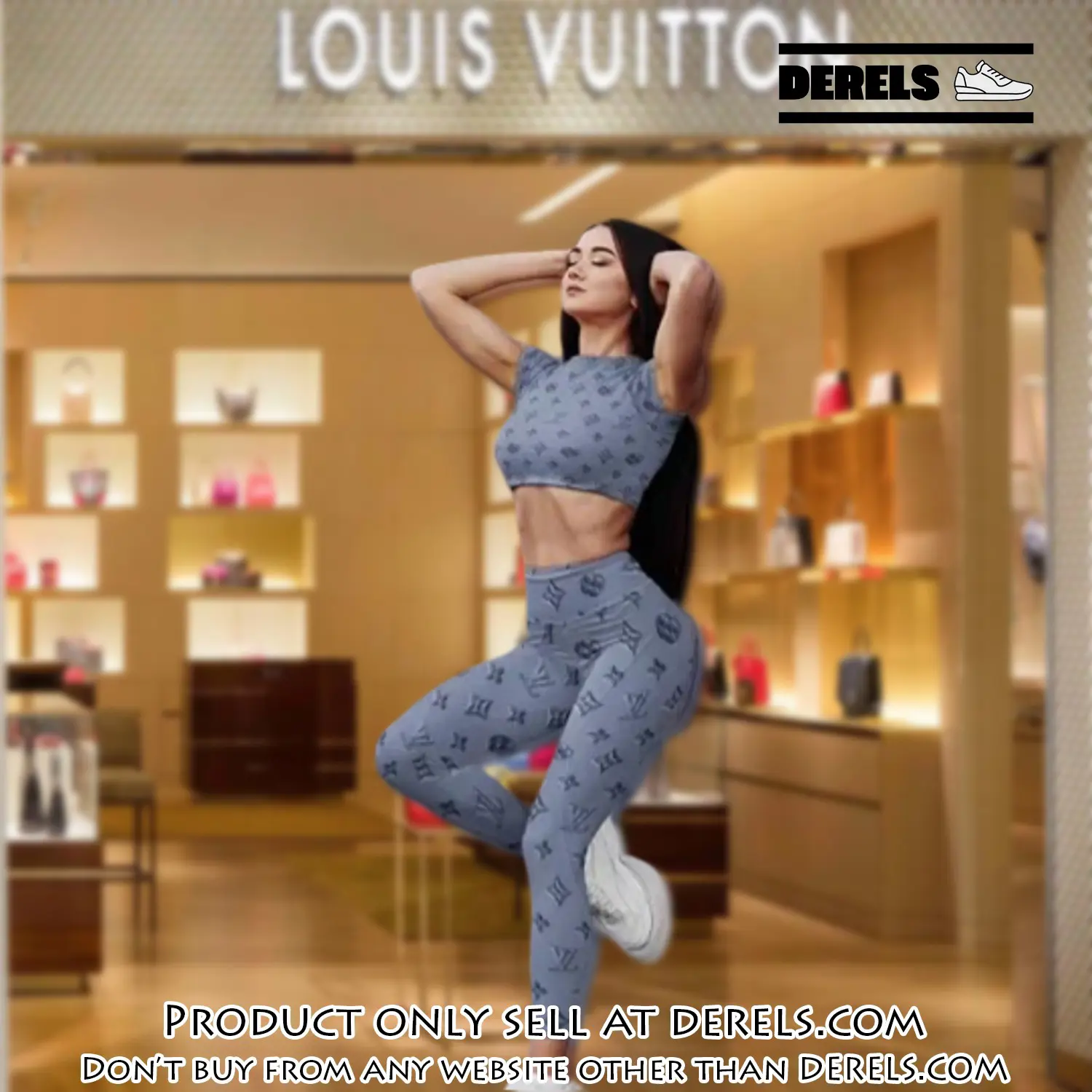 Louis vuitton sportwear combo luxury crop top tshirt and legging for women ctl1001 dr2819175